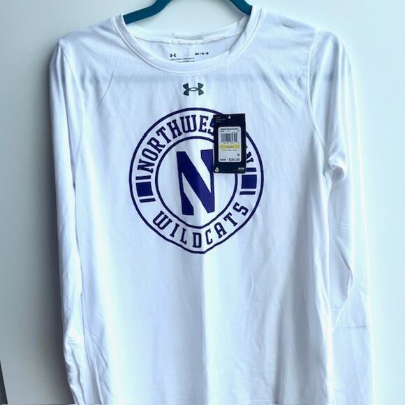 Under Armour Northwestern Wildcats Womens Locker Tee Longsleeve M Heat Gear New - Picture 5 of 11